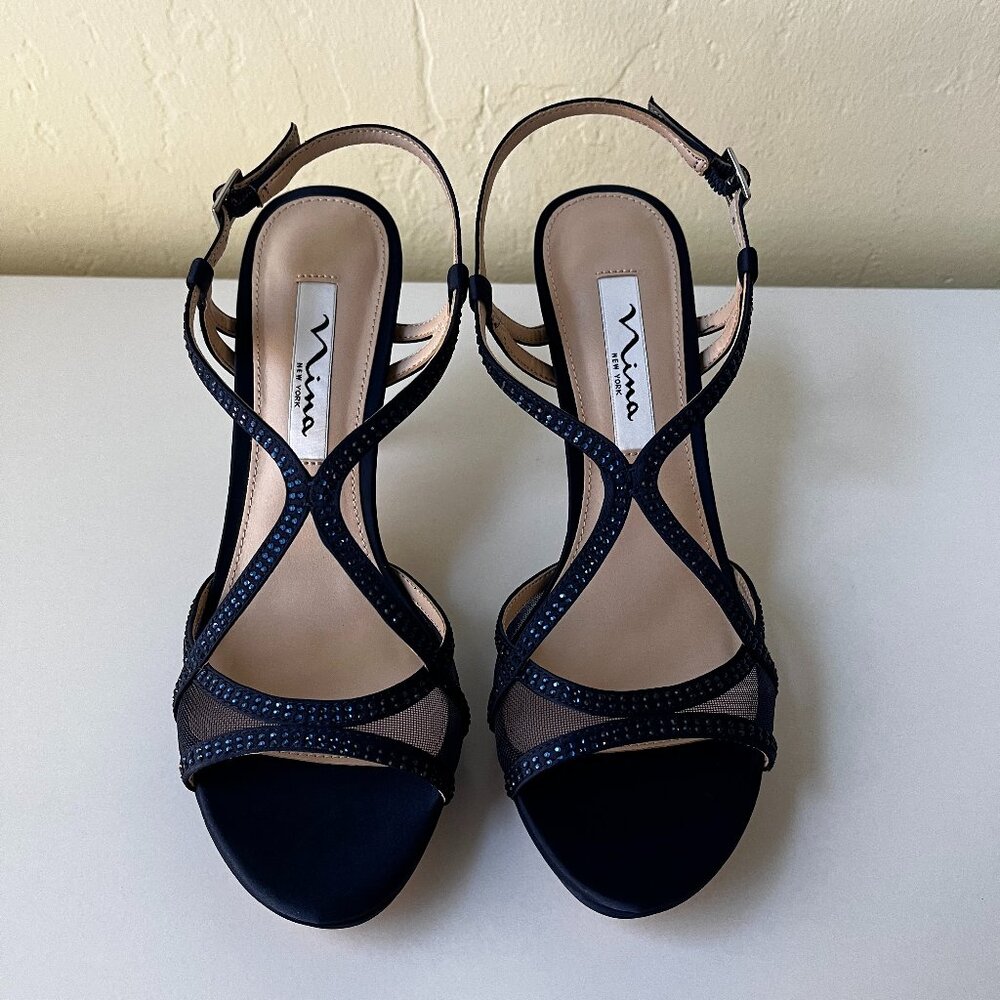 NINA Blue Dress Heels 7M, Blossom New Navy - NEW w/box